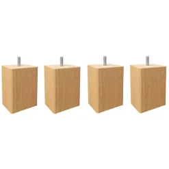 Lot de 4 pieds de meuble 15x7 carré en bois de hêtre - PIEDS DE LIT