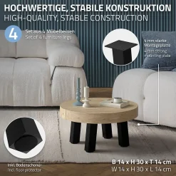 Lot de 4 pieds de table ML-Design H30 cm noir brillant inclinés 96 degrés en acier profil 8x8 cm design I