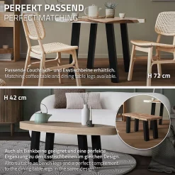 Lot de 4 pieds de table ML-Design H30 cm noir brillant inclinés 96 degrés en acier profil 8x8 cm design I