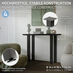 Lot de 4 pieds de table ML-Design H90 cm gris foncé en acier industriel profil carré 8x8 cm I-design