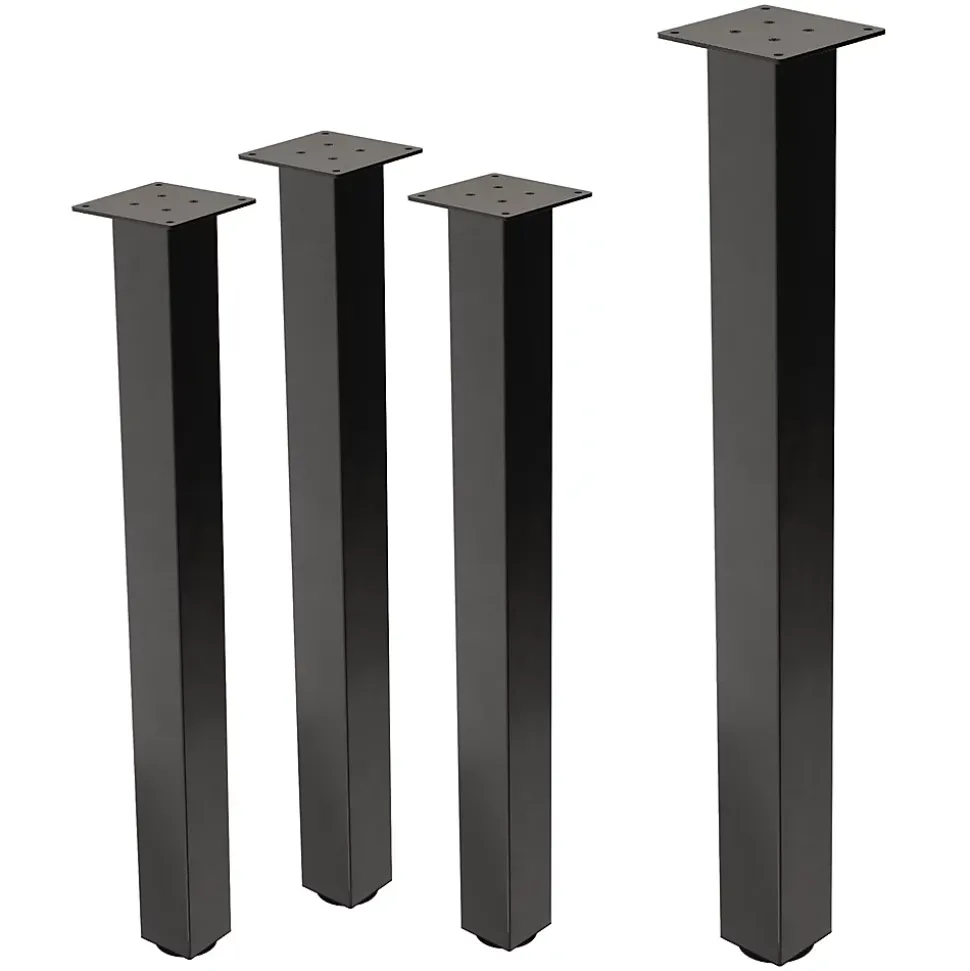 Lot de 4 pieds de table ML-Design H90 cm gris foncé en acier industriel profil carré 8x8 cm I-design