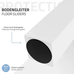 Lot de 4 pieds de table ML-Design H30 cm blanc brillant inclinés 96 degrés en acier profil 8x8 cm design I