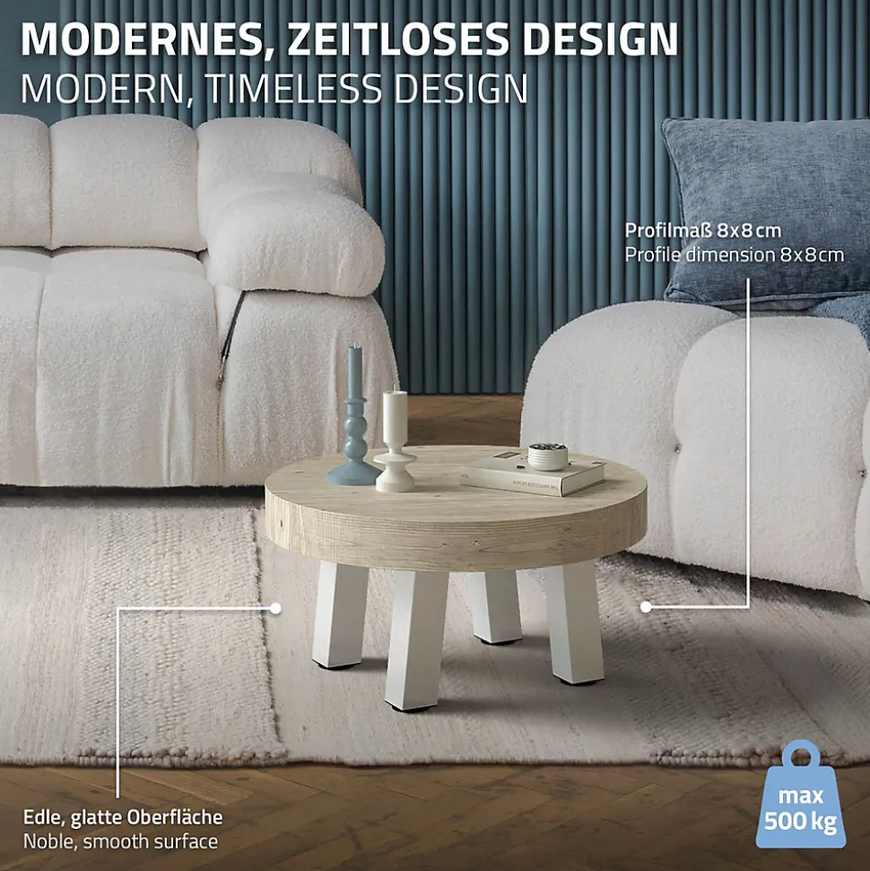 Lot de 4 pieds de table ML-Design H30 cm blanc brillant inclinés 96 degrés en acier profil 8x8 cm design I