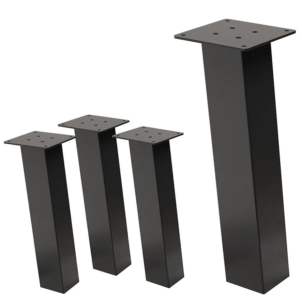 Lot de 4 pieds de table ML-Design H42 cm gris foncé inclinés en acier profil 8x8 cm design I