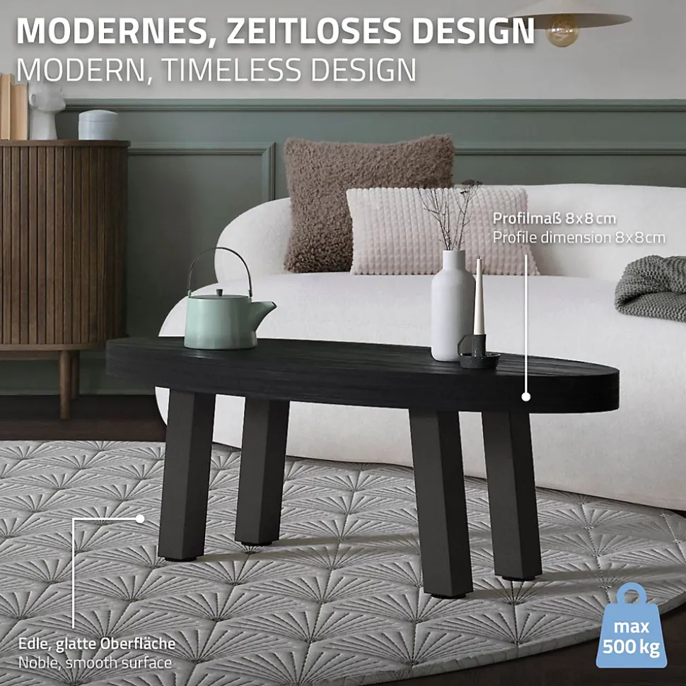 Lot de 4 pieds de table ML-Design H42 cm gris foncé inclinés en acier profil 8x8 cm design I