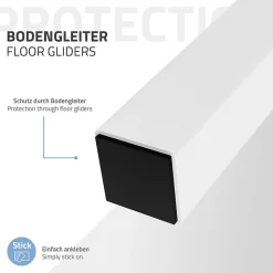 Lot de 4 pieds de table ML-Design H72 cm blanc brillant inclinés en acier profil 4x4 cm design I