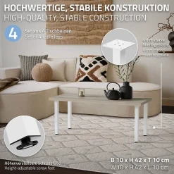 Lot de 4 pieds de table ML-Design H42 cm blanc brillant en acier profil carré 4x4 cm I-design