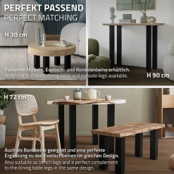 Lot de 4 pieds de table ML-Design H42 cm noir brillant en acier profil carré 8x8 cm I-design