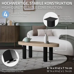 Lot de 4 pieds de table ML-Design H42 cm noir brillant en acier profil carré 8x8 cm I-design