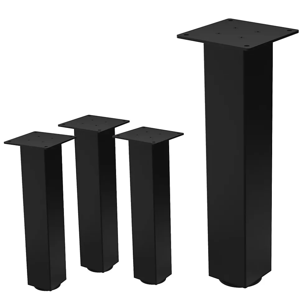 Lot de 4 pieds de table ML-Design H42 cm noir brillant en acier profil carré 8x8 cm I-design