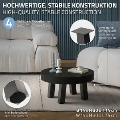 Lot de 4 pieds de table ML-Design H30 cm gris foncé inclinés 96 degrés en acier profil 8x8 cm design I