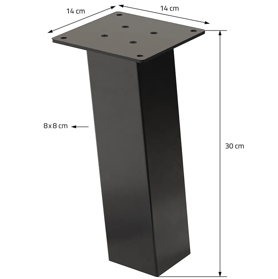 Lot de 4 pieds de table ML-Design H30 cm gris foncé inclinés 96 degrés en acier profil 8x8 cm design I