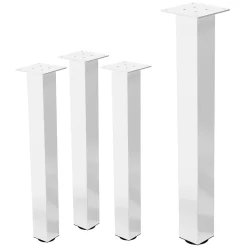 Lot de 4 pieds de table ML-Design H72 cm blanc brillant en acier profil carré 8x8 cm I-design