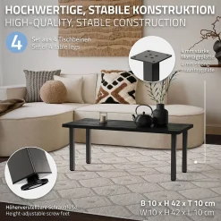 Lot de 4 pieds de table ML-Design H42 cm en acier industriel profil 4x4 cm I-design à vis réglables