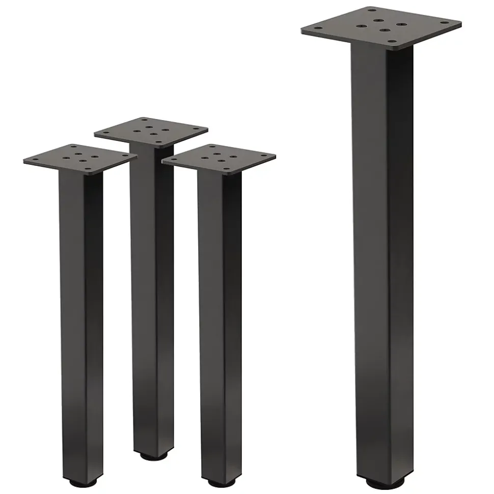 Lot de 4 pieds de table ML-Design H42 cm en acier industriel profil 4x4 cm I-design à vis réglables