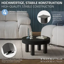 Lot de 4 pieds de table ML-Design H30 cm gris foncé en acier industriel profil carré 8x8 cm I-design