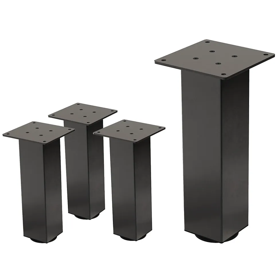 Lot de 4 pieds de table ML-Design H30 cm gris foncé en acier industriel profil carré 8x8 cm I-design