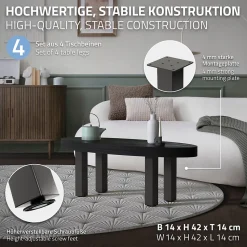 Lot de 4 pieds de table ML-Design H42 cm gris foncé en acier industriel profil carré 8x8 cm I-design