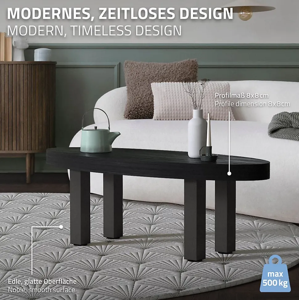 Lot de 4 pieds de table ML-Design H42 cm gris foncé en acier industriel profil carré 8x8 cm I-design