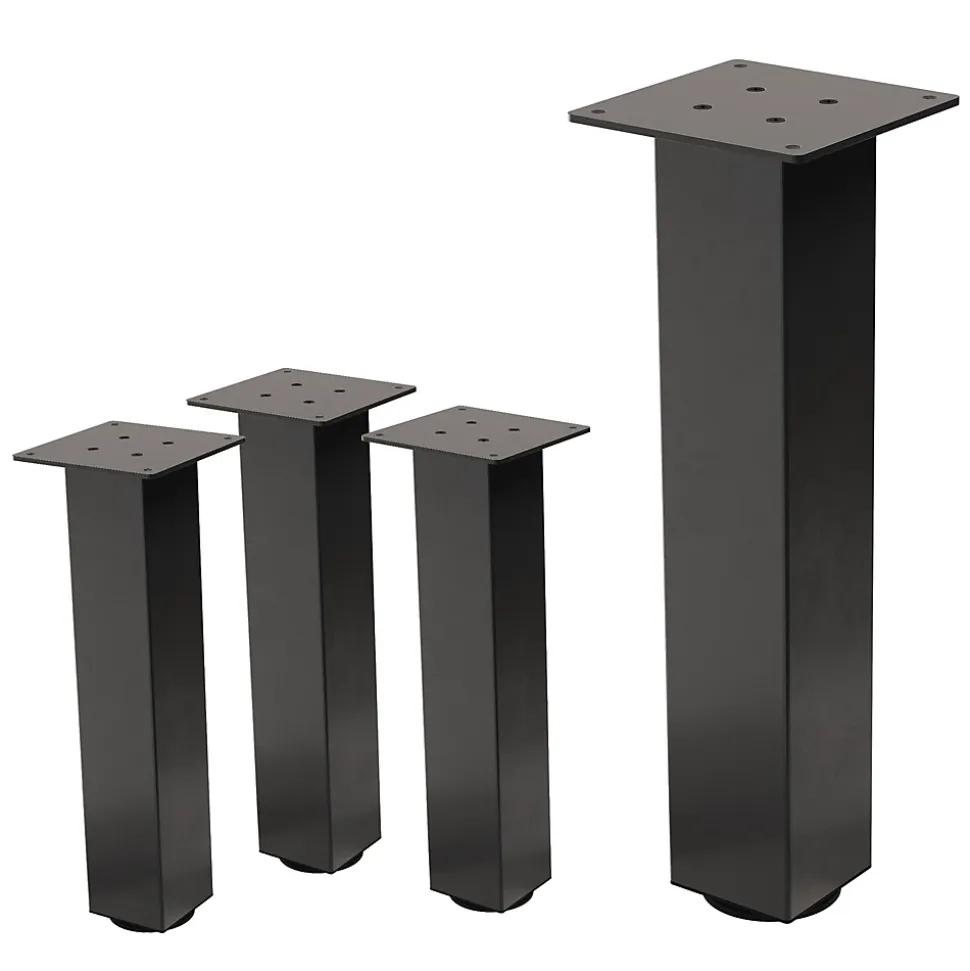 Lot de 4 pieds de table ML-Design H42 cm gris foncé en acier industriel profil carré 8x8 cm I-design