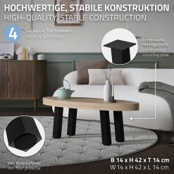 Lot de 4 pieds de table ML-Design H42 cm noir brillant inclinés en acier profil 8x8 cm design I