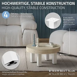 Lot de 4 pieds de table ML-Design H30 cm blanc brillant en acier profil carré 8x8 cm I-design