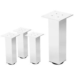 Lot de 4 pieds de table ML-Design H30 cm blanc brillant en acier profil carré 8x8 cm I-design