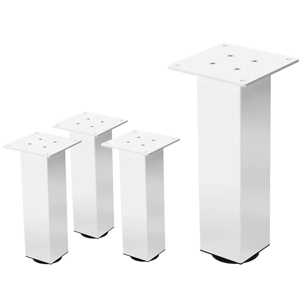 Lot de 4 pieds de table ML-Design H30 cm blanc brillant en acier profil carré 8x8 cm I-design
