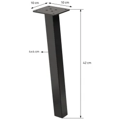 Lot de 4 pieds de table ML-Design H42 cm gris foncé inclinés en acier profil 4x4 cm design I