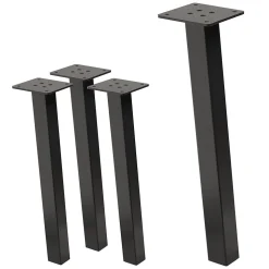 Lot de 4 pieds de table ML-Design H42 cm gris foncé inclinés en acier profil 4x4 cm design I