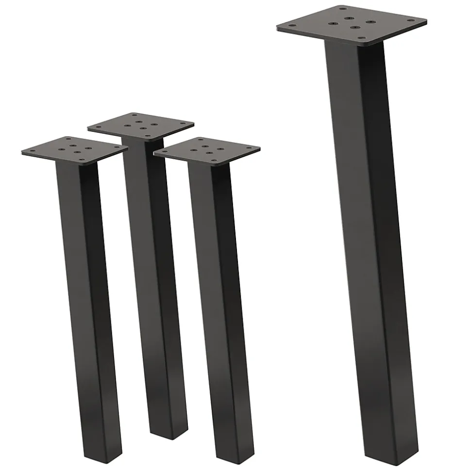 Lot de 4 pieds de table ML-Design H42 cm gris foncé inclinés en acier profil 4x4 cm design I