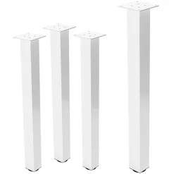 Lot de 4 pieds de table ML-Design H90 cm blanc brillant en acier profil carré 8x8 cm I-design