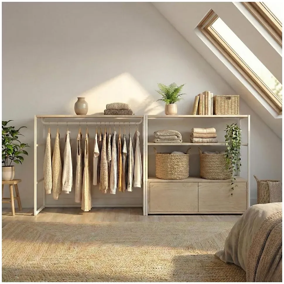 Lot de 2 portants vêtements KADRA sous combles modulables 200x85cm
