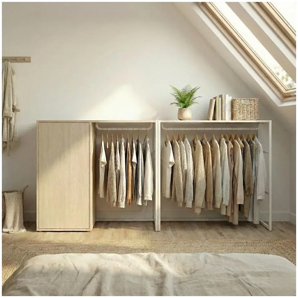 Lot de 2 portants vêtements KADRA sous combles 200x85cm