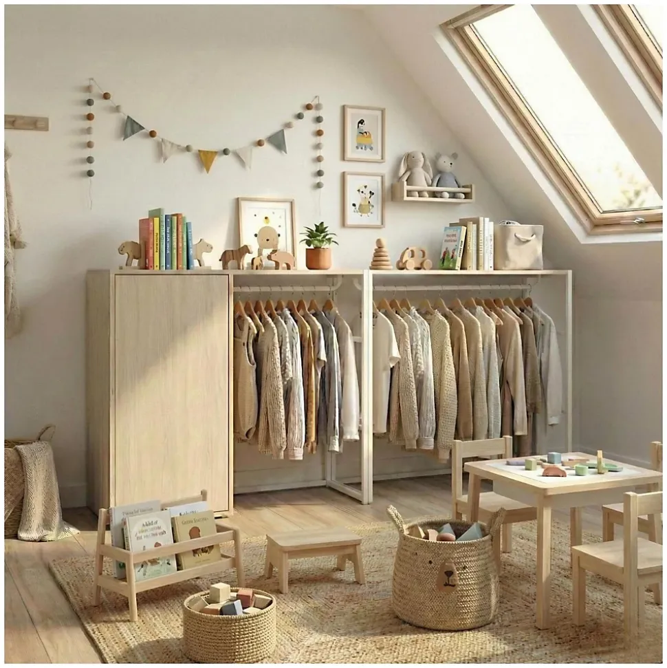 Lot de 2 portants vêtements KADRA sous combles 200x85cm