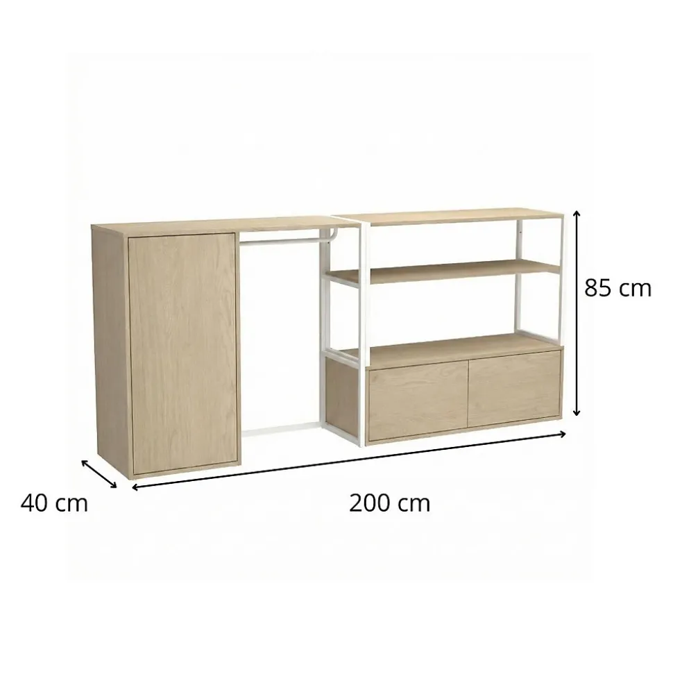 Lot de 2 portants vêtements KADRA sous combles avec caisson 200x85cm