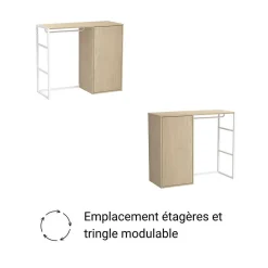 Lot de 2 portants vêtements KADRA sous combles avec caisson 200x85cm