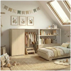 Lot de 2 portants vêtements KADRA sous combles avec caisson 200x85cm