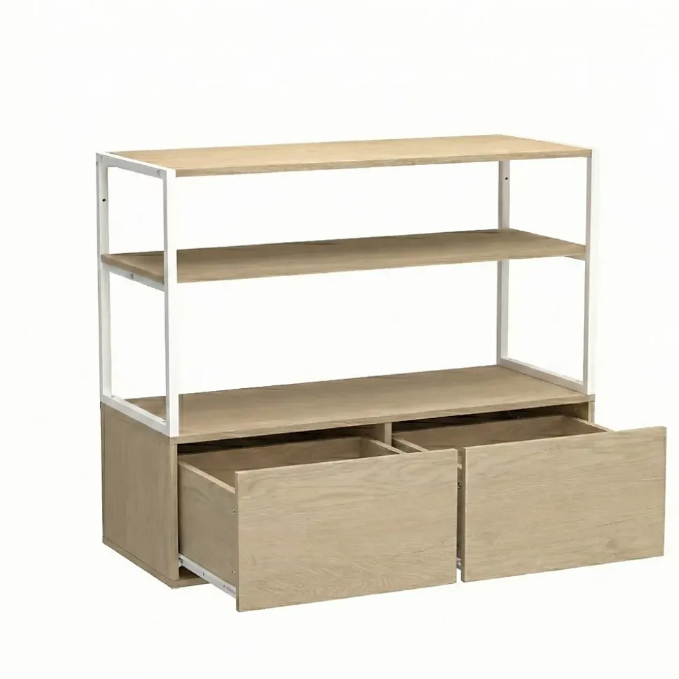 Lot de 2 portants vêtements KADRA sous combles avec caisson 200x85cm