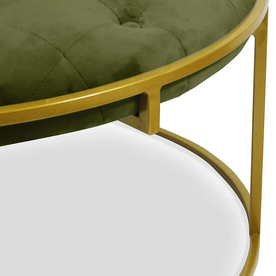 Lot de 2 Poufs Design en Velours "Valona" 75cm Kaki