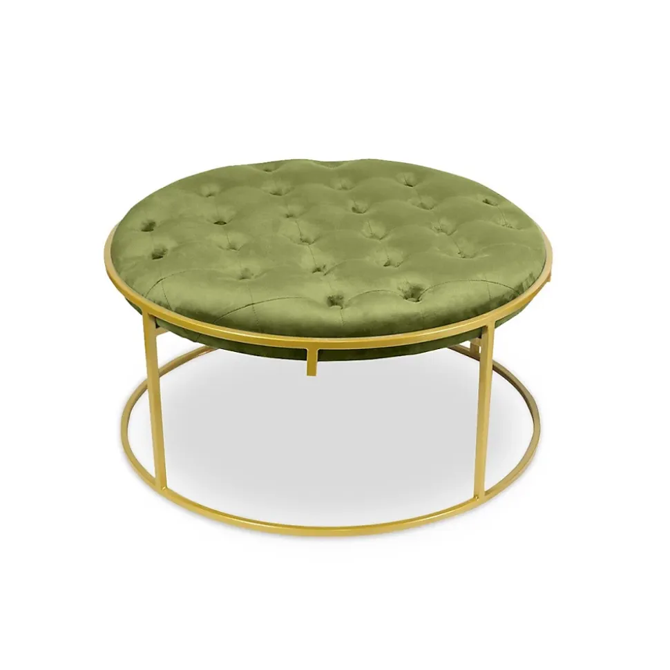 Lot de 2 Poufs Design en Velours "Valona" 75cm Kaki