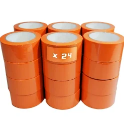 Lot de 24 Rubans adhésifs PVC orange bâtiment 50 mm x 33 m - Rouleau adhésif TECPLAST