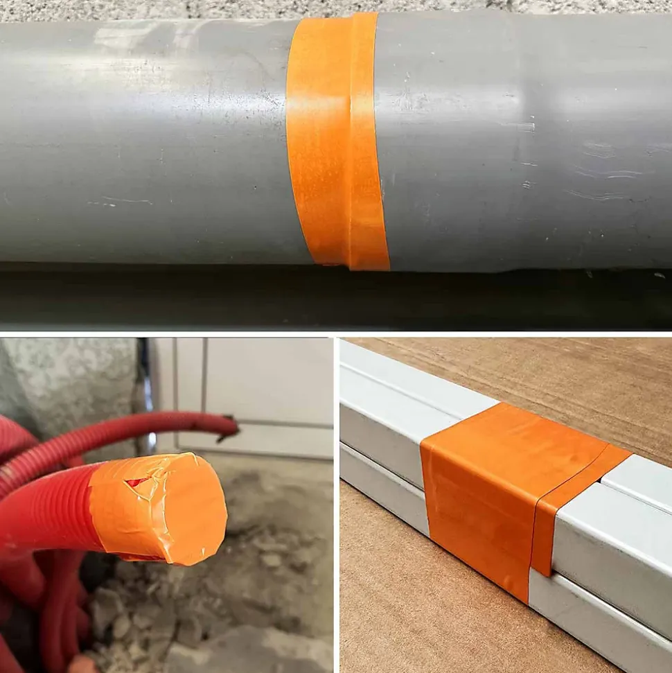 Lot de 24 Rubans adhésifs PVC orange bâtiment 75 mm x 33 m - Rouleau adhésif TECPLAST