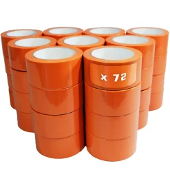 Lot de 72 Rubans adhésifs PVC orange bâtiment 50 mm x 33 m - Rouleau adhésif TECPLAST