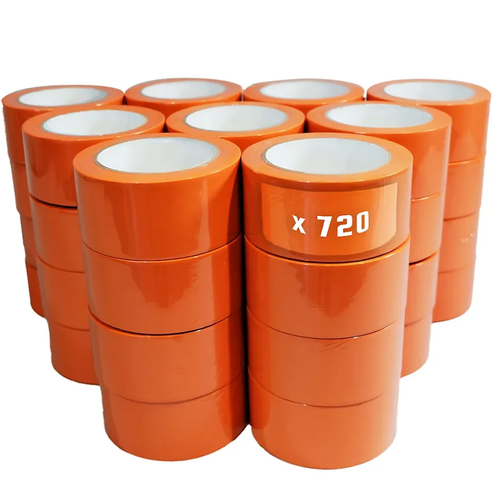 Lot de 720 Rubans adhésifs PVC orange bâtiment 50 mm x 33 m - Rouleau adhésif TECPLAST