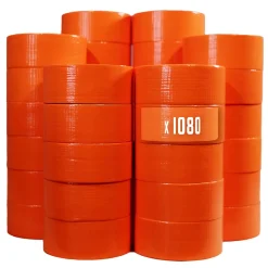 Lot de 1080 Rubans adhésifs toilés orange 50 mm x 33 m - Rouleau adhésif TECPLAST pour fixer les bâches, fils et câbles