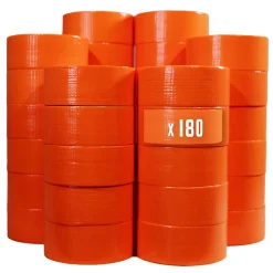 Lot de 180 Rubans adhésifs toilés orange 50 mm x 33 m - Rouleau adhésif TECPLAST pour fixer les bâches, fils et câbles