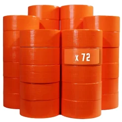 Lot de 72 Rubans adhésifs toilés orange 50 mm x 33 m - Rouleau adhésif TECPLAST pour fixer les bâches, fils et câbles