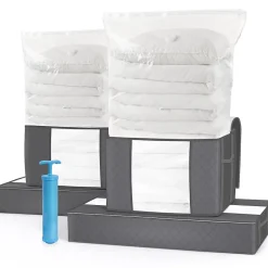 Lot de 9 sac de rangement sous vide Non Tisse XXL gris VOUNOT