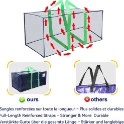 Lot de 5 sacs de demenagement grand format avec sangles et poignee bleu VOUNOT